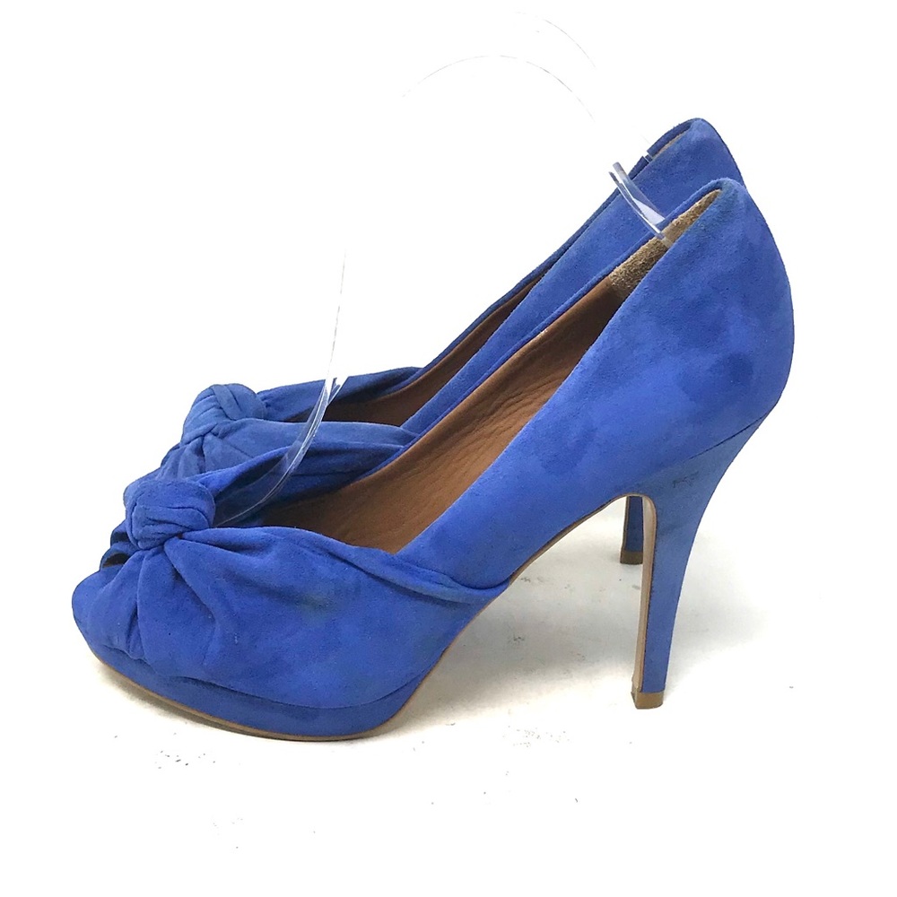 Zara Blue Suede Peep Toe Pumps